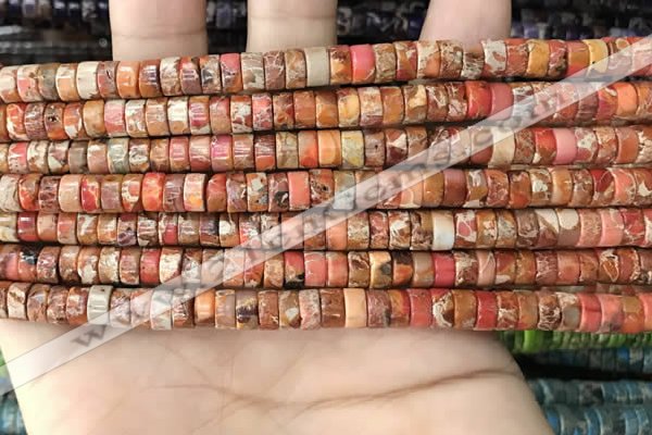 CDE1230 15.5 inches 3*6mm heishi sea sediment jasper beads