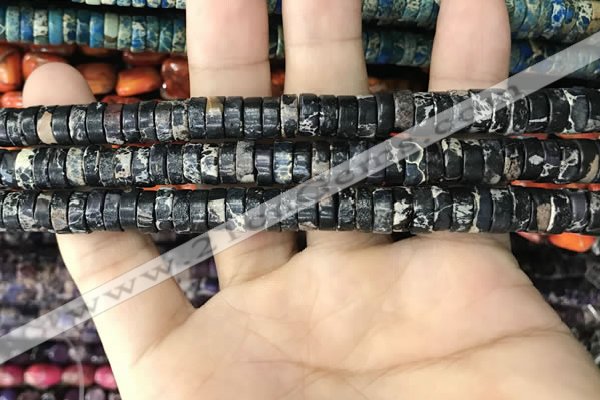 CDE1242 15.5 inches 3*8mm heishi sea sediment jasper beads