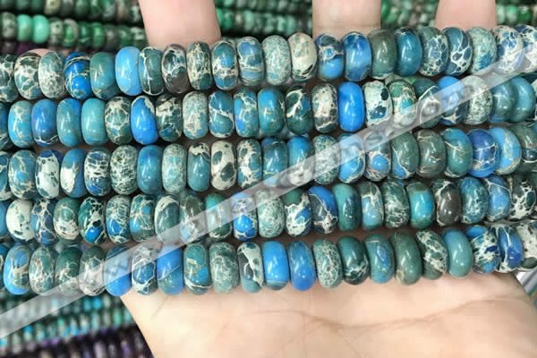 CDE1281 15.5 inches 6*10mm rondelle sea sediment jasper beads