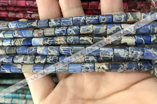 CDE1322 15.5 inches 6*8mm tube sea sediment jasper beads