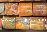 CDE1340 15.5 inches 8*8mm tube sea sediment jasper beads