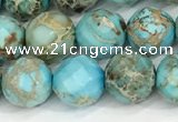 CDE1386 15.5 inches 8mm faceted round sea sediment jasper beads