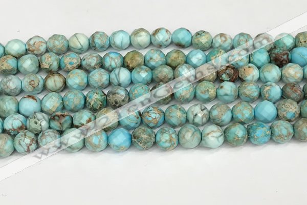 CDE1386 15.5 inches 8mm faceted round sea sediment jasper beads