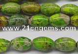 CDE147 15.5 inches 10*15mm rice dyed sea sediment jasper beads