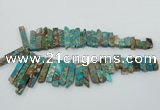 CDE1502 Top drilled 8*20mm - 10*55mm sticks sea sediment jasper beads