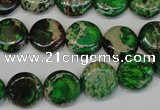 CDE170 15.5 inches 12mm flat round dyed sea sediment jasper beads