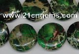 CDE174 15.5 inches 20mm flat round dyed sea sediment jasper beads