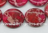 CDE18 15.5 inches 25mm flat round dyed sea sediment jasper beads