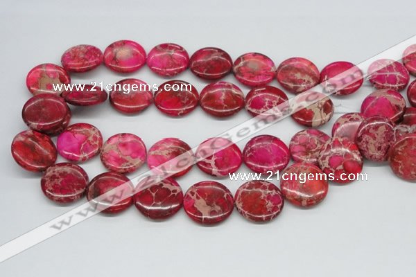 CDE18 15.5 inches 25mm flat round dyed sea sediment jasper beads