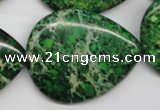 CDE195 15.5 inches 30*40mm flat teardrop dyed sea sediment jasper beads