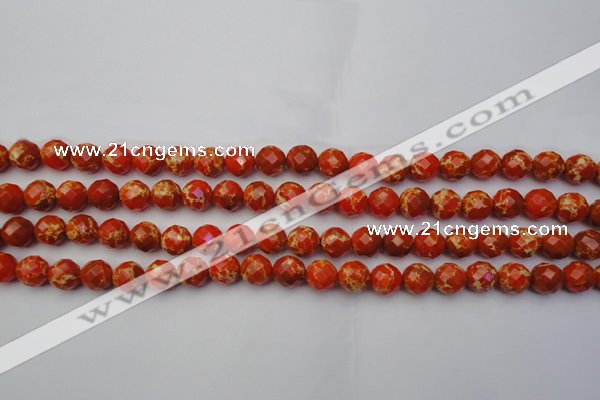 CDE2100 15.5 inches 6mm faceted round dyed sea sediment jasper beads