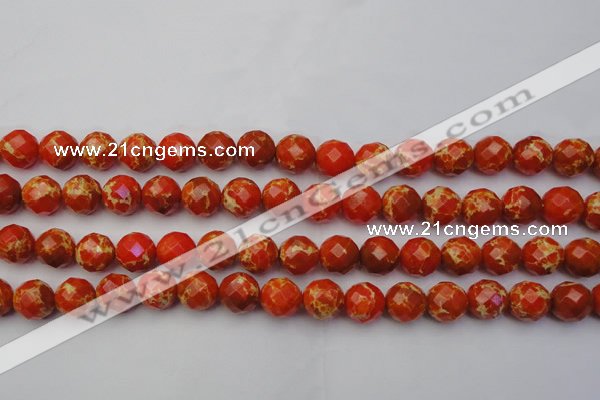 CDE2103 15.5 inches 12mm faceted round dyed sea sediment jasper beads