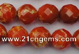 CDE2104 15.5 inches 14mm faceted round dyed sea sediment jasper beads