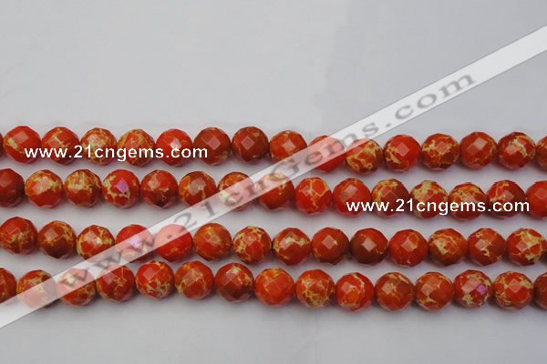 CDE2104 15.5 inches 14mm faceted round dyed sea sediment jasper beads