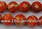 CDE2105 15.5 inches 16mm faceted round dyed sea sediment jasper beads