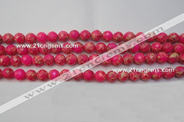 CDE2111 15.5 inches 8mm faceted round dyed sea sediment jasper beads