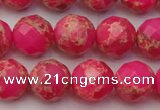 CDE2113 15.5 inches 12mm faceted round dyed sea sediment jasper beads