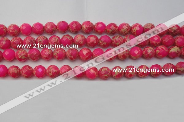 CDE2113 15.5 inches 12mm faceted round dyed sea sediment jasper beads