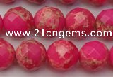 CDE2114 15.5 inches 14mm faceted round dyed sea sediment jasper beads