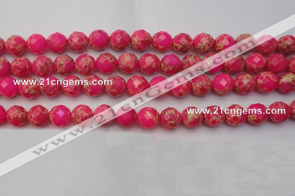 CDE2114 15.5 inches 14mm faceted round dyed sea sediment jasper beads