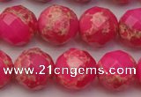 CDE2115 15.5 inches 16mm faceted round dyed sea sediment jasper beads