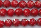 CDE2120 15.5 inches 6mm faceted round dyed sea sediment jasper beads