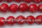 CDE2122 15.5 inches 10mm faceted round dyed sea sediment jasper beads