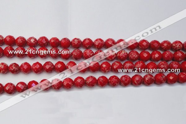 CDE2122 15.5 inches 10mm faceted round dyed sea sediment jasper beads