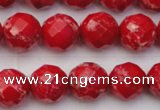 CDE2123 15.5 inches 12mm faceted round dyed sea sediment jasper beads