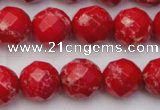 CDE2124 15.5 inches 14mm faceted round dyed sea sediment jasper beads