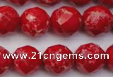 CDE2125 15.5 inches 16mm faceted round dyed sea sediment jasper beads