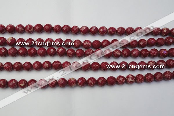 CDE2131 15.5 inches 8mm faceted round dyed sea sediment jasper beads