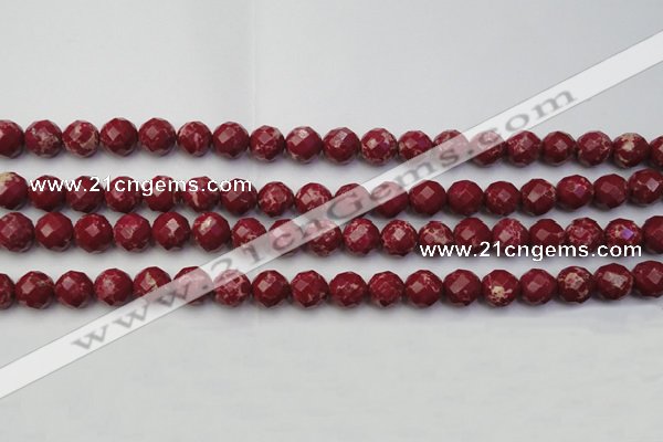 CDE2132 15.5 inches 10mm faceted round dyed sea sediment jasper beads