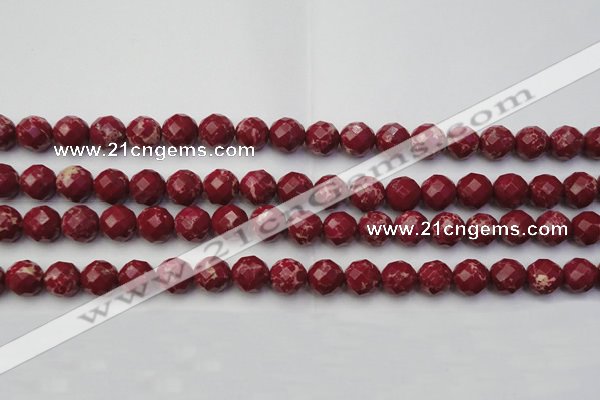 CDE2133 15.5 inches 12mm faceted round dyed sea sediment jasper beads