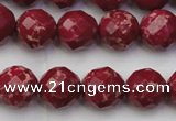 CDE2134 15.5 inches 14mm faceted round dyed sea sediment jasper beads