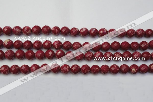 CDE2134 15.5 inches 14mm faceted round dyed sea sediment jasper beads