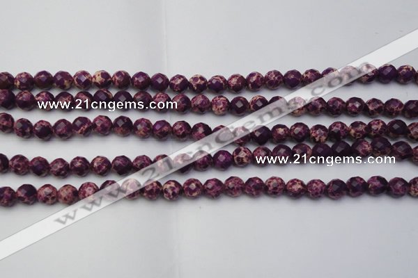 CDE2140 15.5 inches 6mm faceted round dyed sea sediment jasper beads