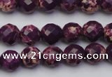 CDE2141 15.5 inches 8mm faceted round dyed sea sediment jasper beads