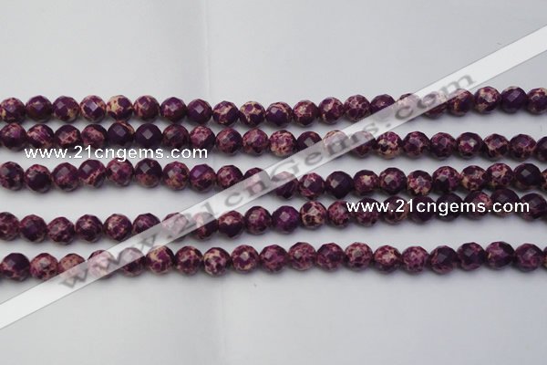 CDE2141 15.5 inches 8mm faceted round dyed sea sediment jasper beads