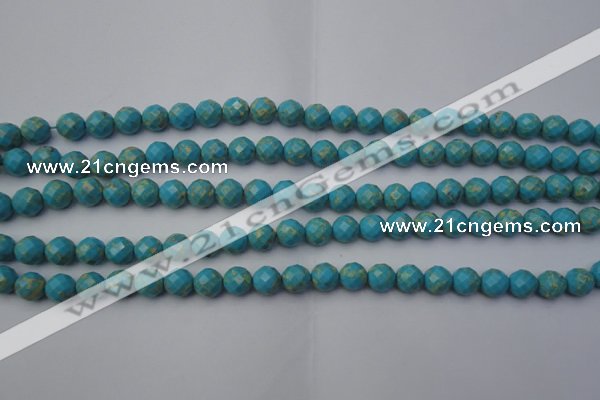 CDE2150 15.5 inches 6mm faceted round dyed sea sediment jasper beads