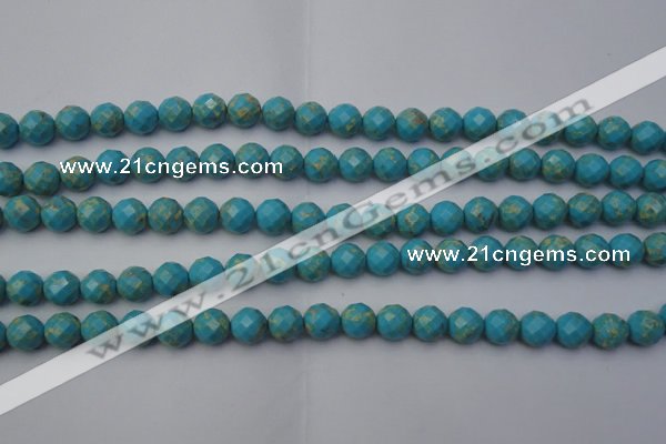 CDE2151 15.5 inches 8mm faceted round dyed sea sediment jasper beads