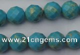 CDE2153 15.5 inches 12mm faceted round dyed sea sediment jasper beads