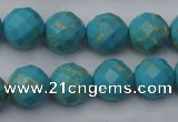 CDE2154 15.5 inches 14mm faceted round dyed sea sediment jasper beads