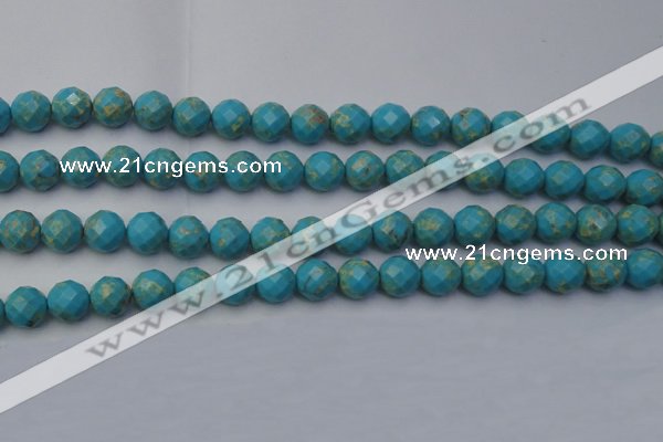 CDE2154 15.5 inches 14mm faceted round dyed sea sediment jasper beads