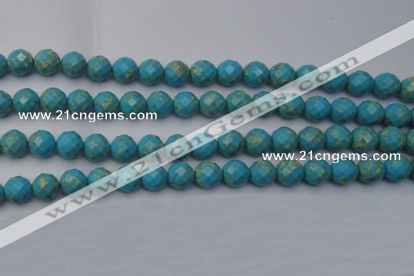 CDE2155 15.5 inches 16mm faceted round dyed sea sediment jasper beads