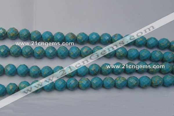 CDE2156 15.5 inches 18mm faceted round dyed sea sediment jasper beads