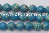 CDE2160 15.5 inches 6mm faceted round dyed sea sediment jasper beads