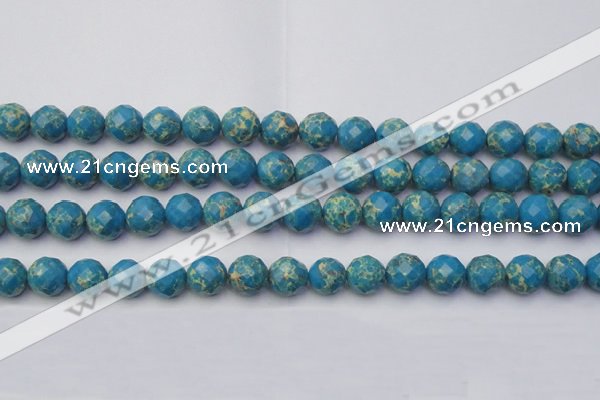 CDE2163 15.5 inches 12mm faceted round dyed sea sediment jasper beads