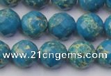 CDE2164 15.5 inches 14mm faceted round dyed sea sediment jasper beads