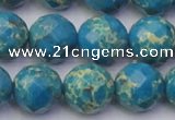 CDE2166 15.5 inches 18mm faceted round dyed sea sediment jasper beads